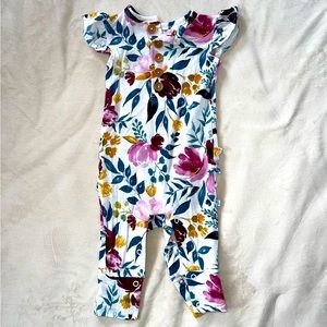 Posh Peanut Jozie Ruffled Cap Sleeve Henley Romper